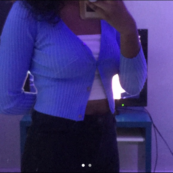 Blue cropped cardigan - Picture 1 of 2